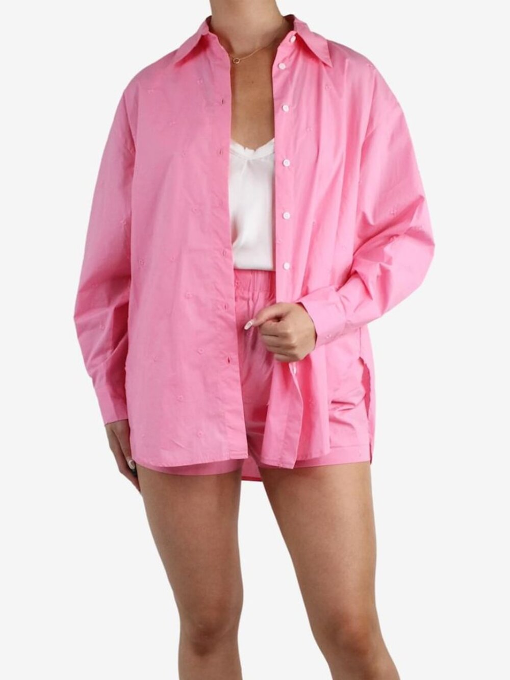 Maje Pink Floral Embroidered Shirt